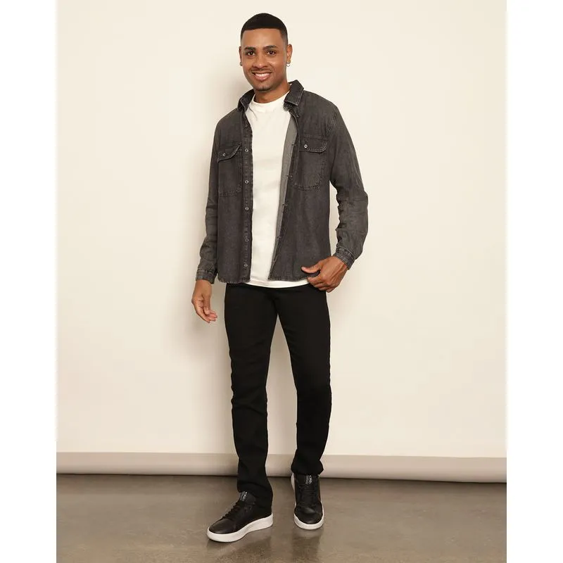 Calça Jeans Masculina Vizzy Slim Com Bolso Preta 36