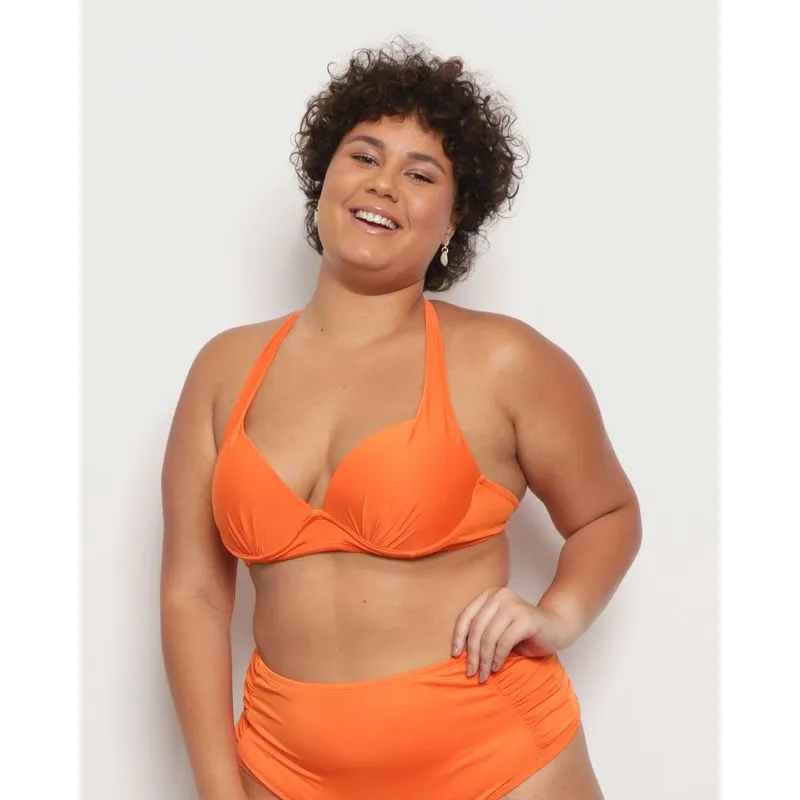 Biquíni Top Plus Size Feminino Avulso Cortininha Laranja 50