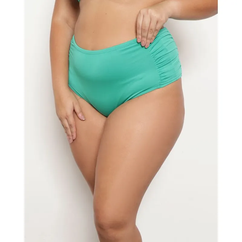 Biquíni Calcinha Plus Size Feminino Avulso Franzido Verde 48
