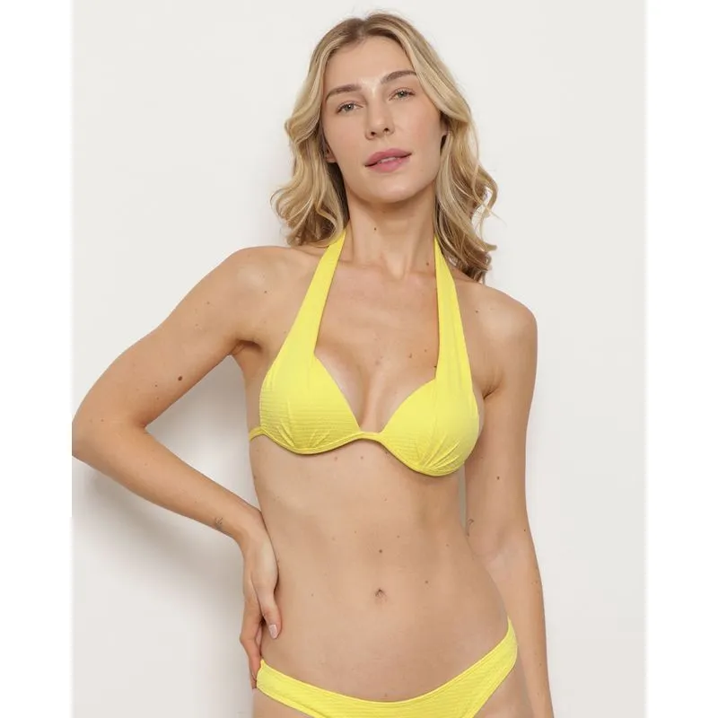 Biquíni Top Feminino Avulso Texturizado Com Proteção UV Amarelo P