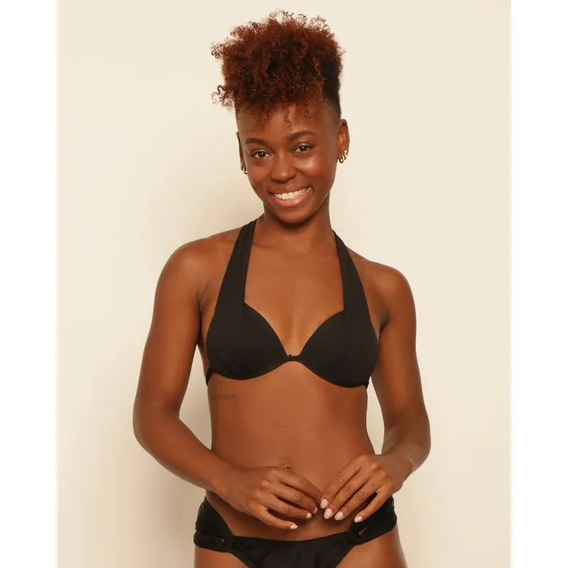 Biquíni Top Feminino Avulso Texturizado Com Proteção UV Preto G