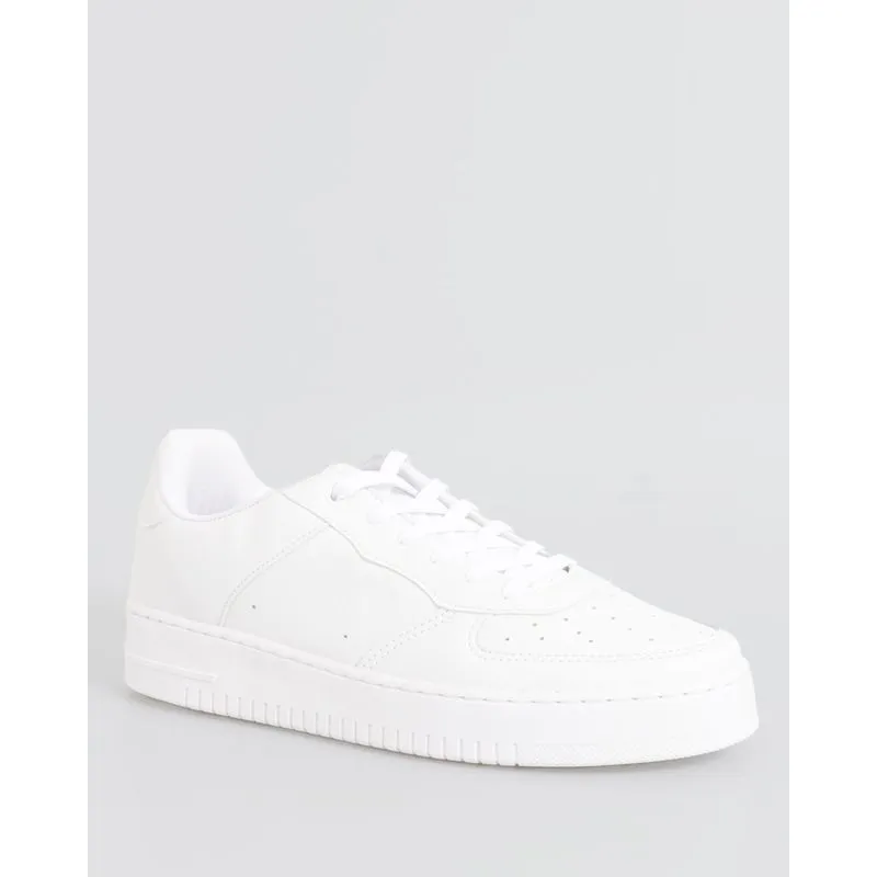 Tênis Masculino Flatform Com Recorte Cadarço Casual Branco 41