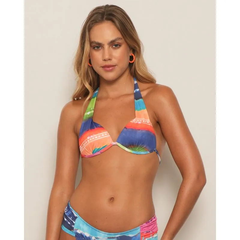 Top Biquíni Feminino Estampado Drapeado Laranja G