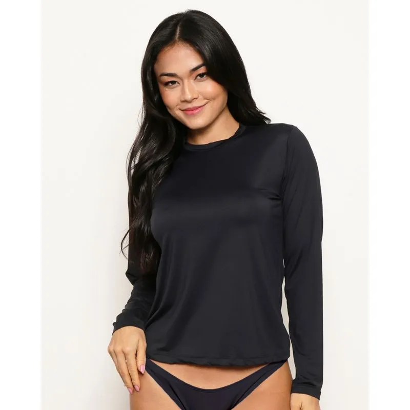 Blusa Feminina Manga Longa Praia Proteção UV Preta P