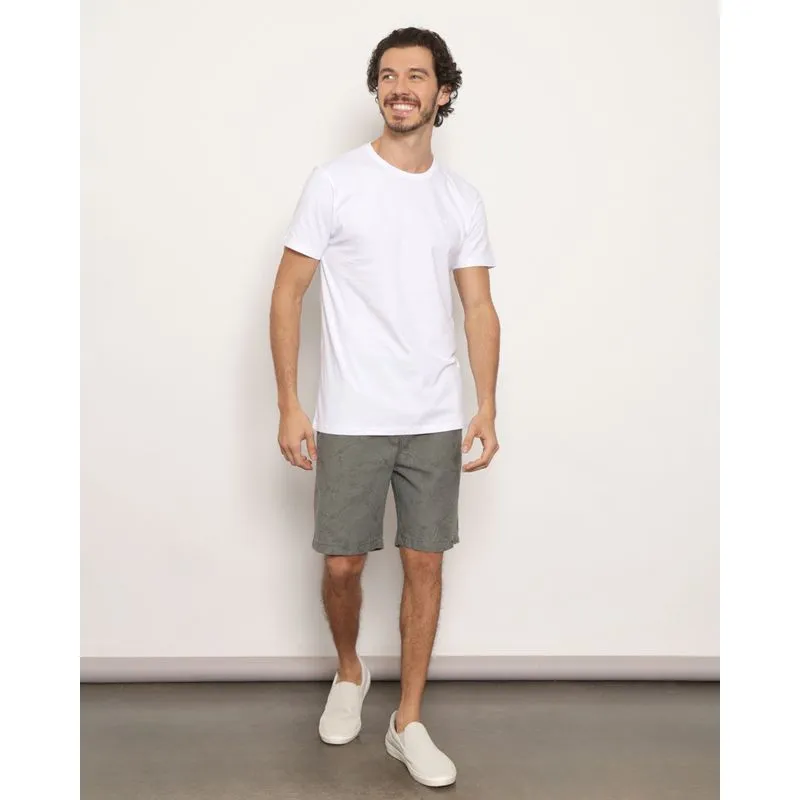 Bermuda Masculina Sarja Com Elástico Estampa Folhagem Verde M