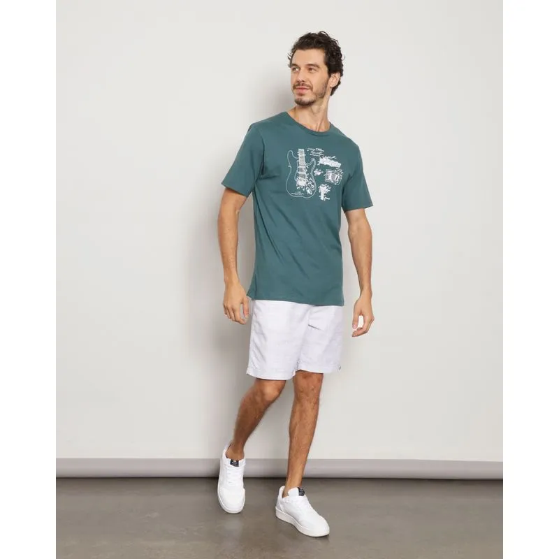 Bermuda Masculina Reta Estampada Quadriculada Cinza GG
