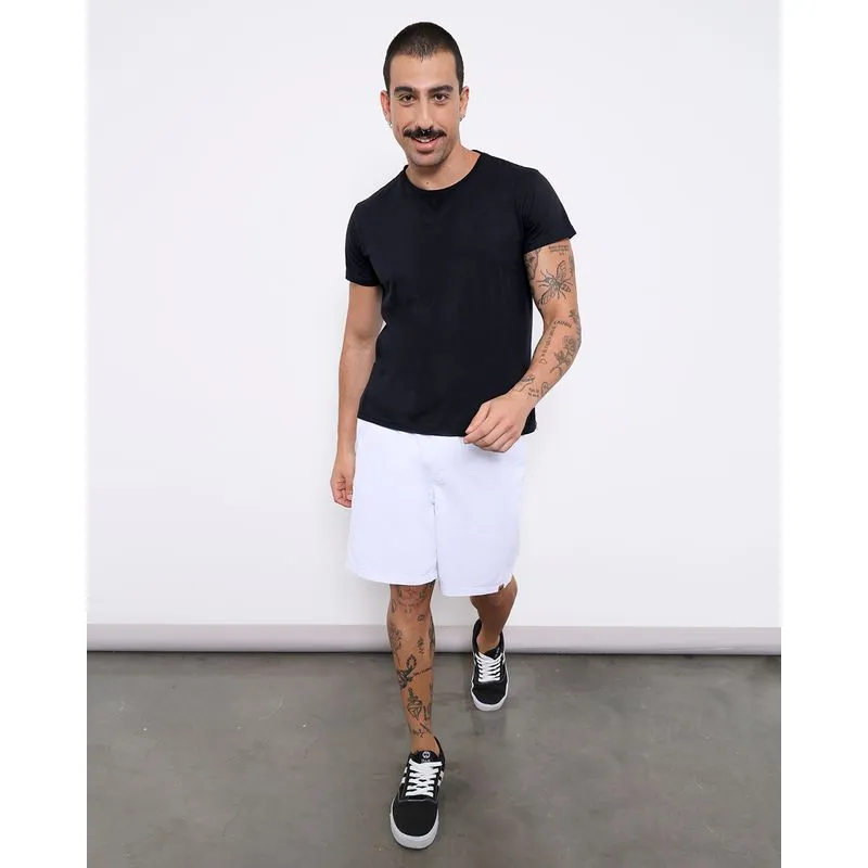 Bermuda Sarja Masculina Reta Com Cordão Branca G