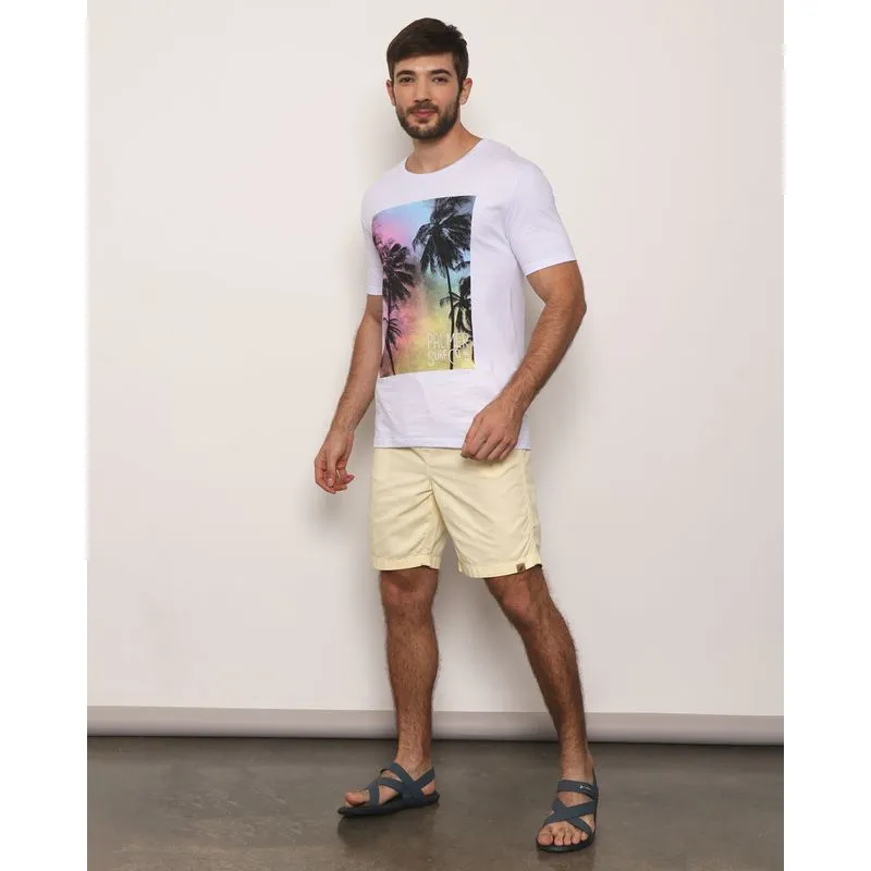 Bermuda Sarja Masculina Reta Com Cordão Amarela P