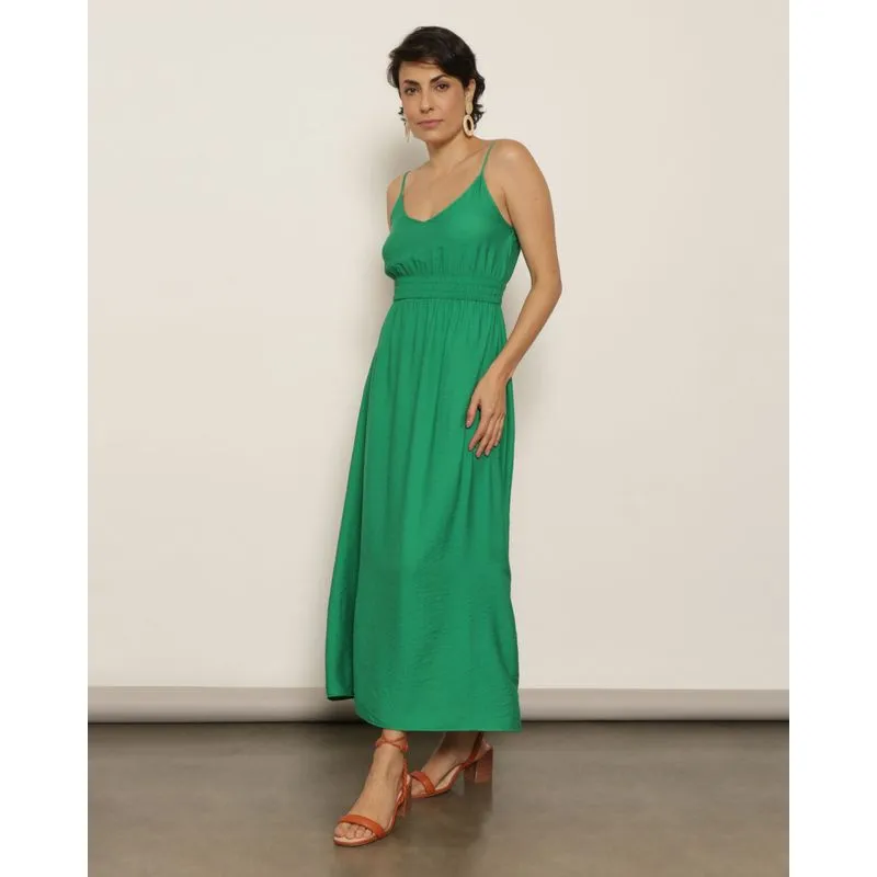 Vestido Feminino Alcinha Midi Viscose Verde G