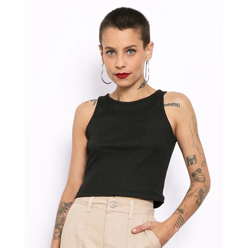Regata Feminina Cropped Canelada Preta P
