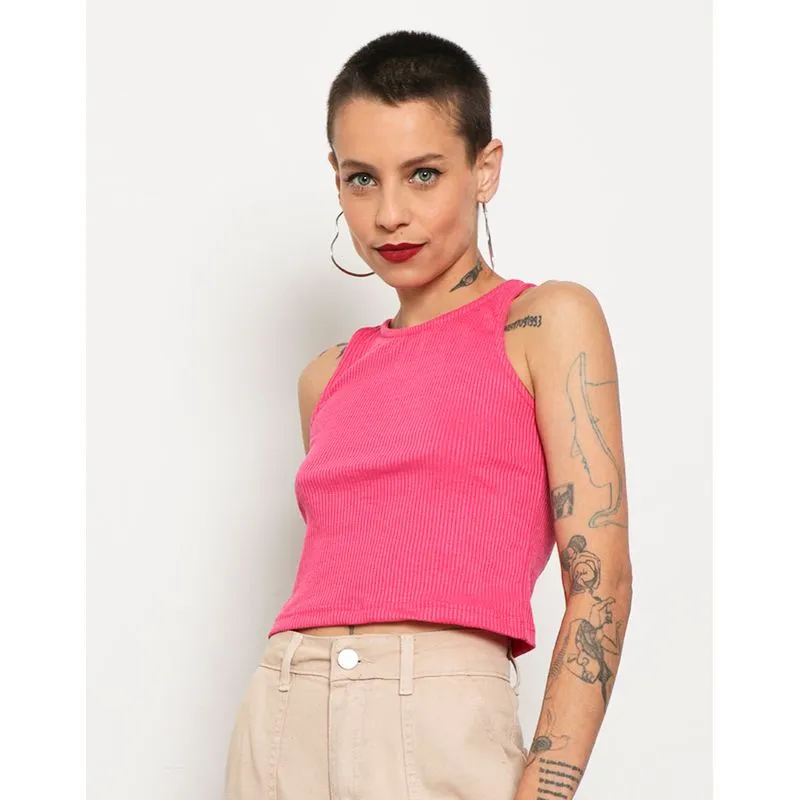 Regata Feminina Cropped Canelada Rosa G