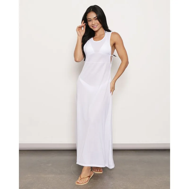 Saída de Praia Feminina Longa Texturizada Branca GG