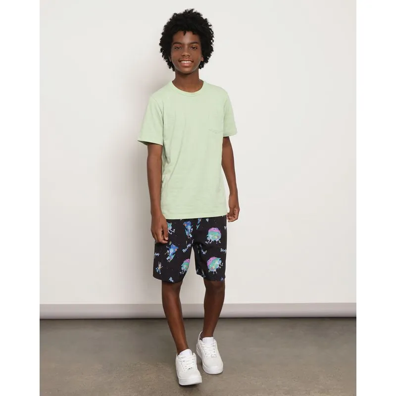 Bermuda Juvenil Warner Estampa Rick And Morty Preta 10