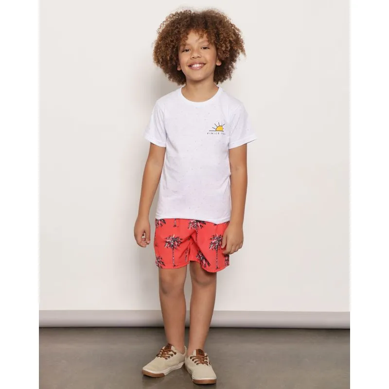 Bermuda Infantil Menino Estampa Tropical Laranja 8