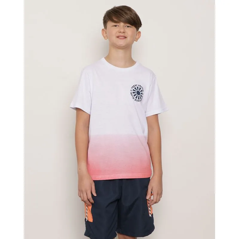 Camiseta Juvenil Manga Curta Estampada Com Degrade Branca 12