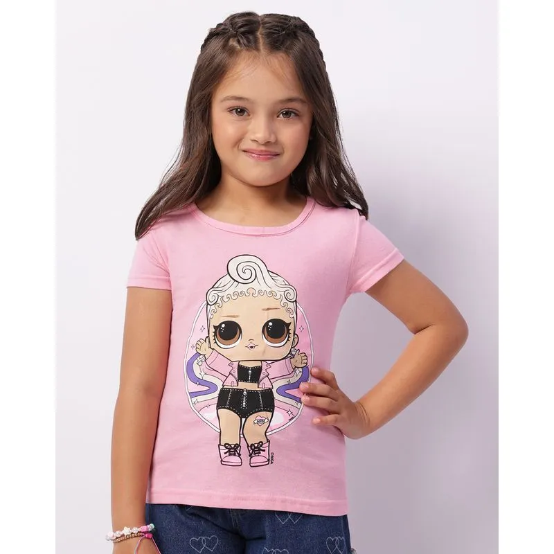 Camiseta Infantil Lol Surprise Manga Curta Rosa 4