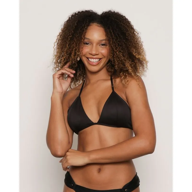 Biquíni Feminino Avulso Top Cortininha Com Bojo Liso Preto P