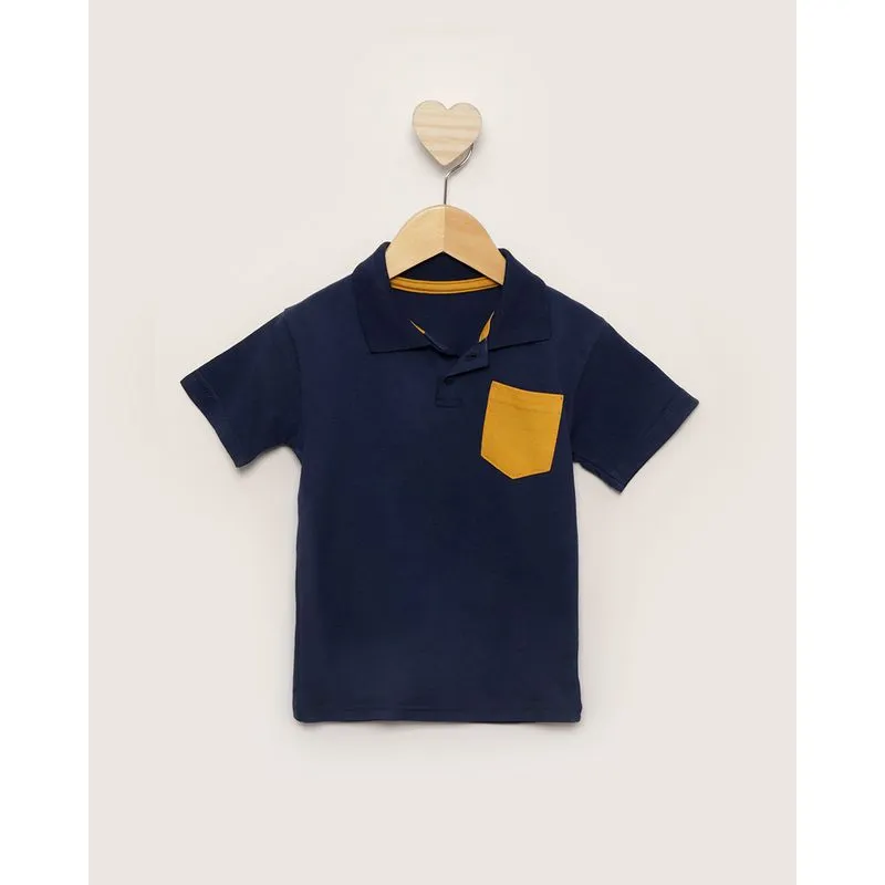 Polo Bebê Menino Com Bolso Marinho 1