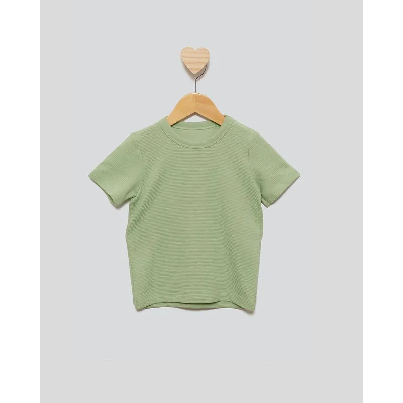 Camiseta Bebê Menino Manga Curta Texturizada Verde UN