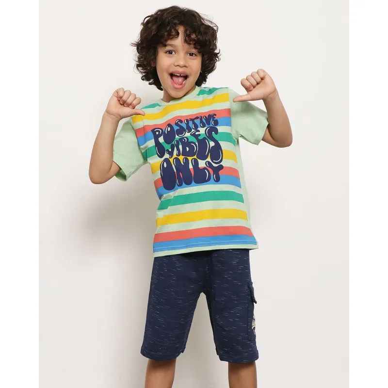 Camiseta Infantil Manga Curta Estampa Listrada Verde 6