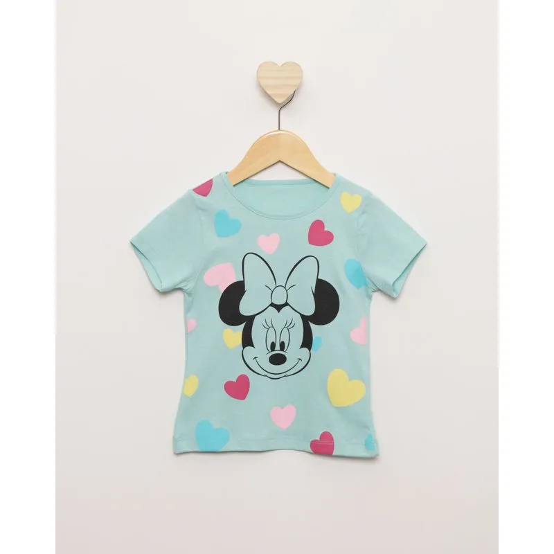 Camiseta Bebê Manga Curta Disney Estampa Minnie Verde 1