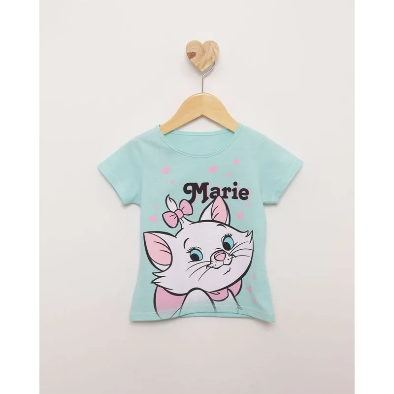 Camiseta Bebê Manga Curta Estampa Marie Disney Verde 2