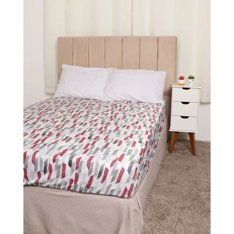 Lençol Queen Com Elástico Arte e Cazza Estampa Floral Branco UN