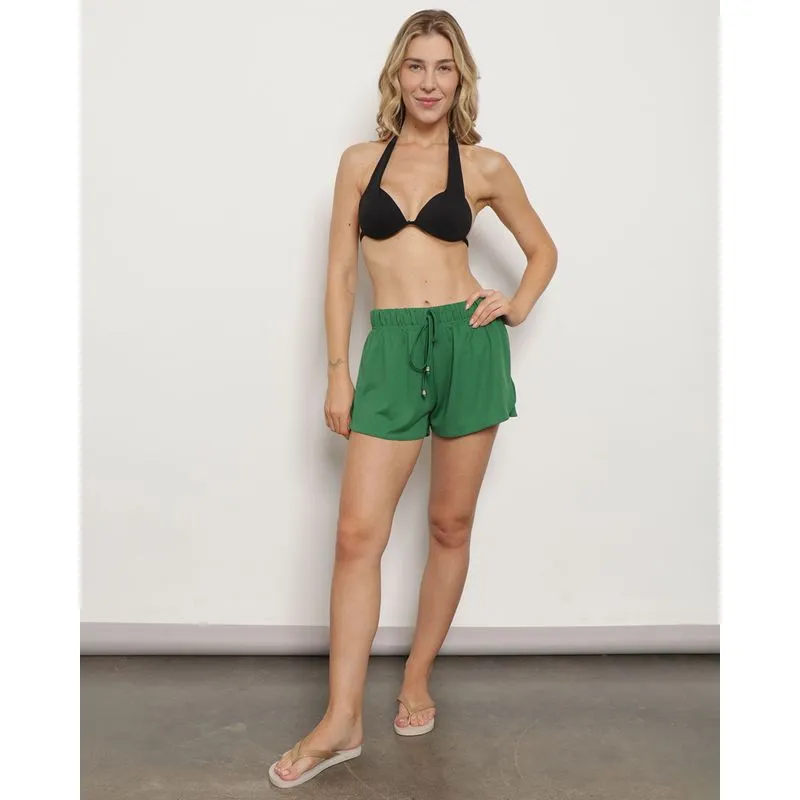 Short Feminino Saída De Praia Curto Com Cordão Verde M