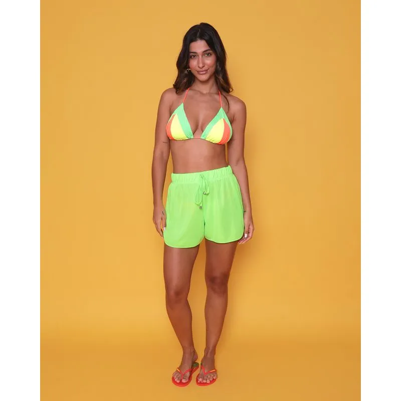 Short Feminino Saída De Praia Neon Verde GG