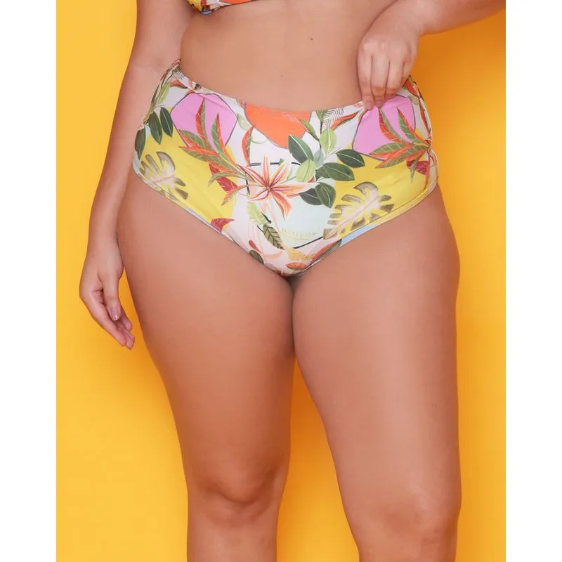 Biquíni Calcinha Plus Size Feminina Estampada folhagem Verde 48