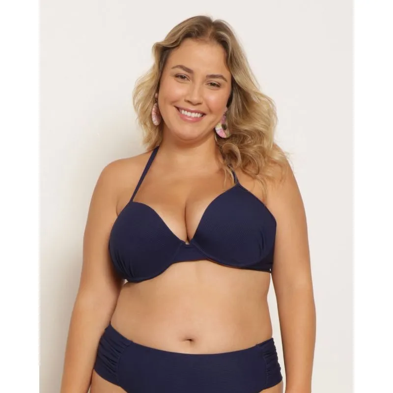 Biquíni Top Plus Size Feminino Avulso Texturizado Marinho 46