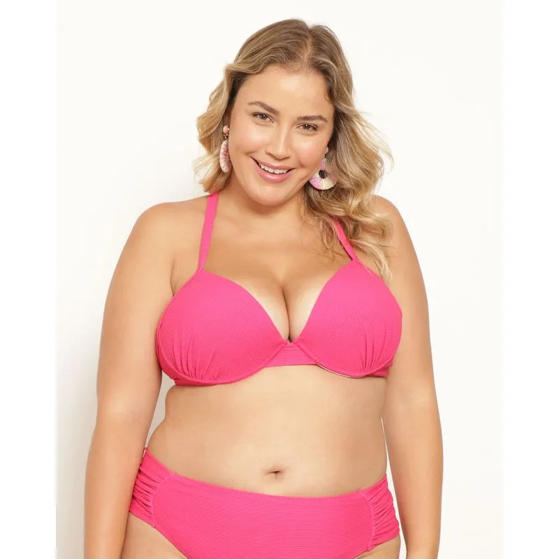 Biquíni Top Plus Size Feminino Avulso Texturizado Rosa 48