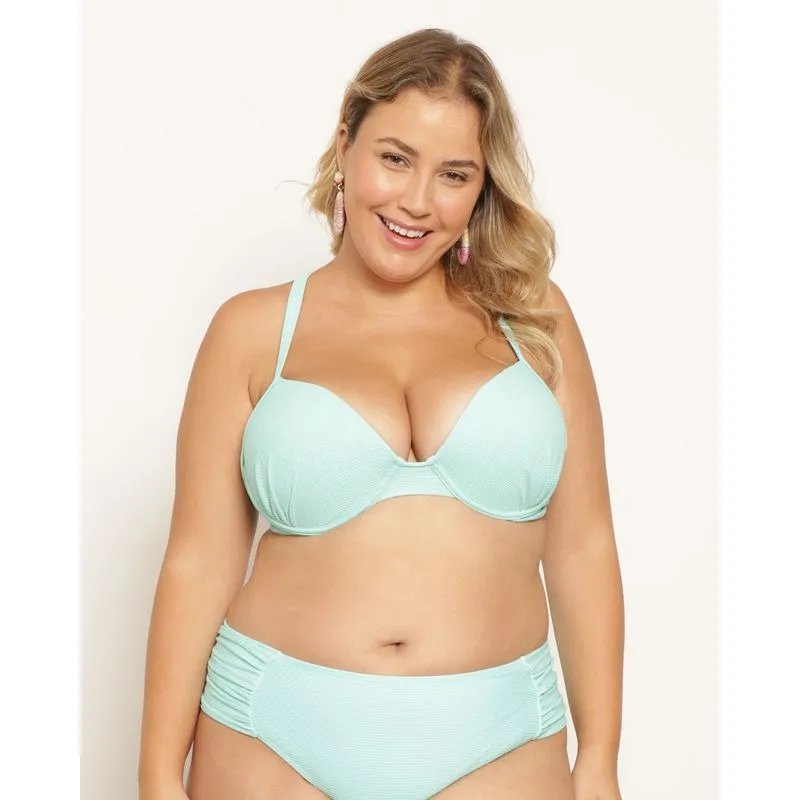 Biquíni Top Plus Size Feminino Avulso Texturizado Verde 46