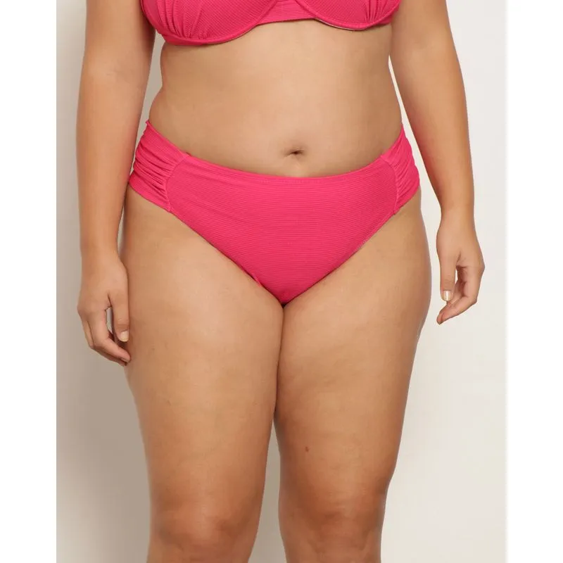 Biquíni Calcinha Plus Size Feminina Texturizado Com Drapeado Rosa 50