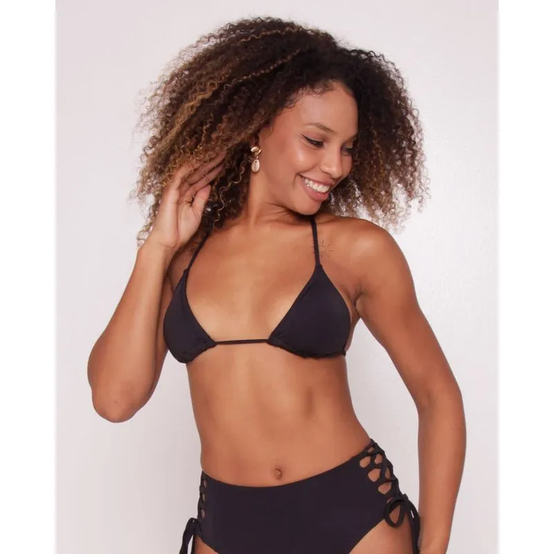 Biquíni Top Feminino Cortininha Com Bojo Preto GG