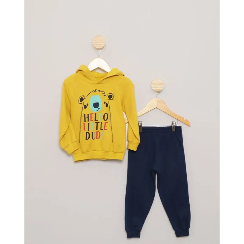Conjunto Moletom Bebê Estampa Urso Amarelo 1