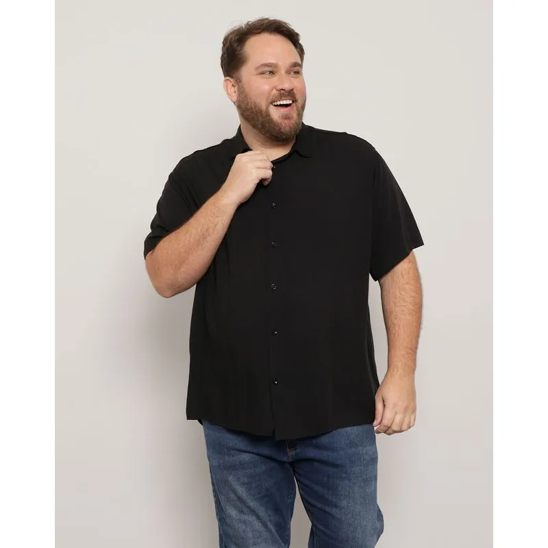 Camisa Plus Size Masculina Mullet Gola Dobravel Preta 6