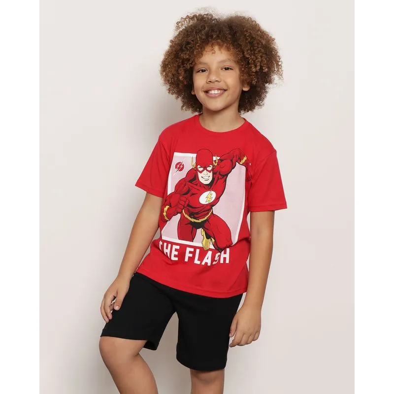 Camiseta Infantil Manga Curta Dc Comics Estampa The Flash Vermelha 8