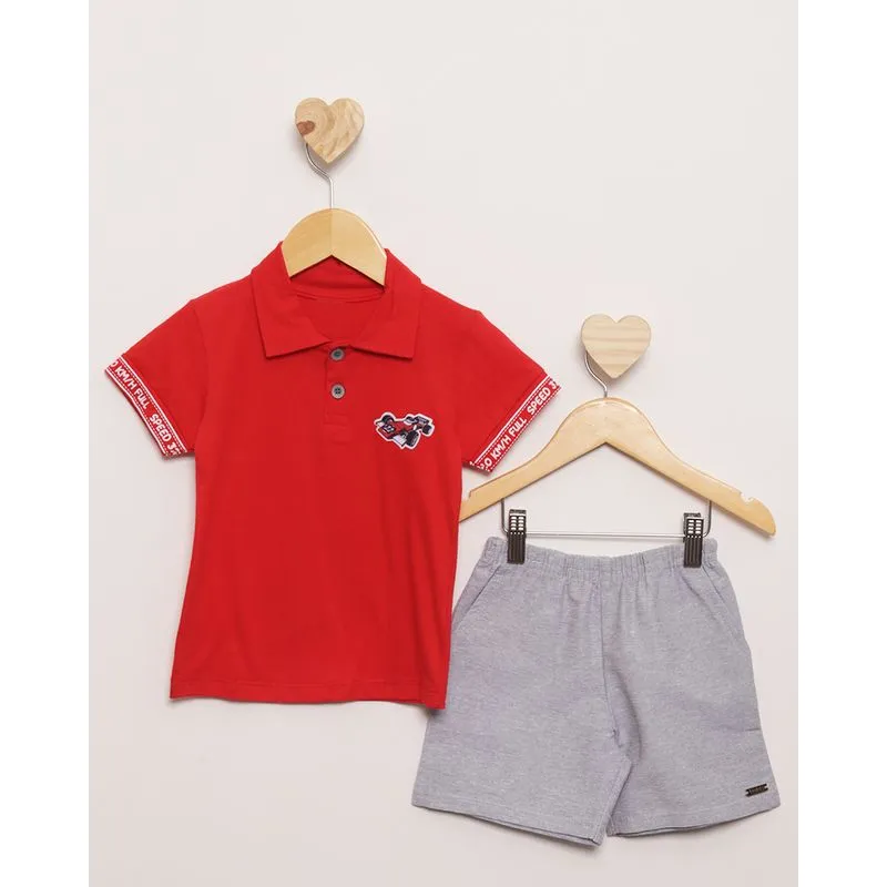 Conjunto Bebê Curto Estampa Carro Vermelho 3
