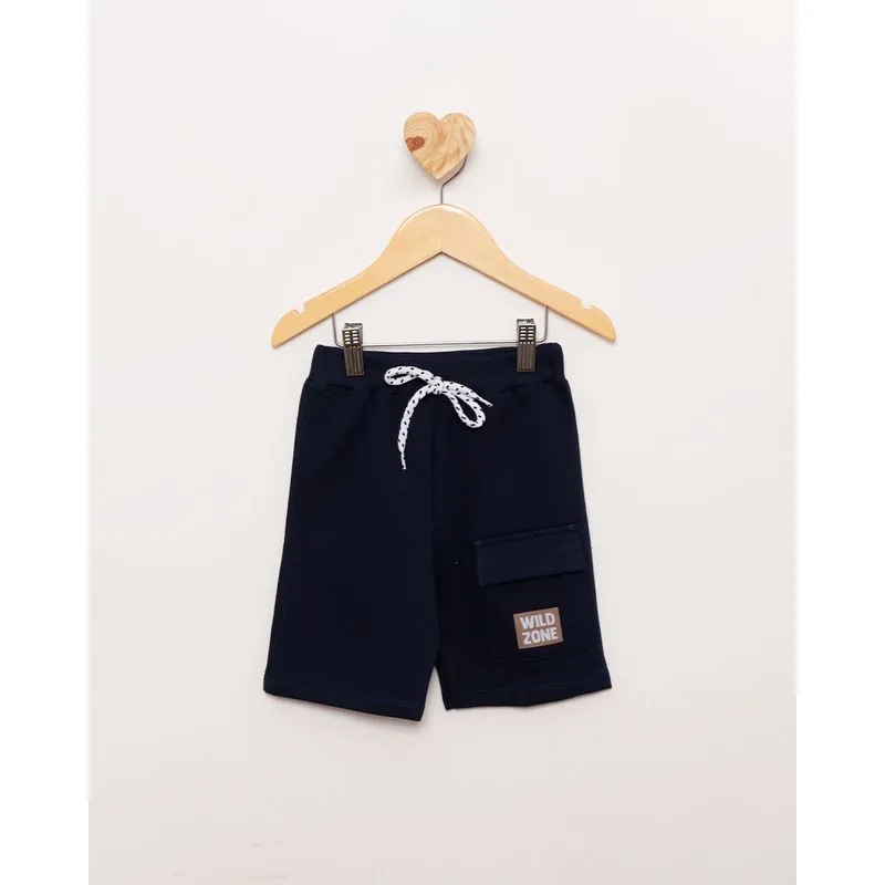 Bermuda Bebê Menino Reta Com Cordão Decorativo Marinho UN