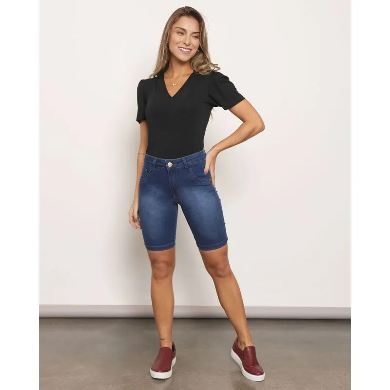 Bermuda Jeans Feminina Ciclista Azul Claro 38