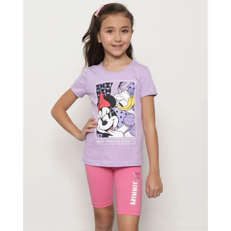 Camiseta Infantil Manga Curta Disney Minnie E Margarida Lilás 8