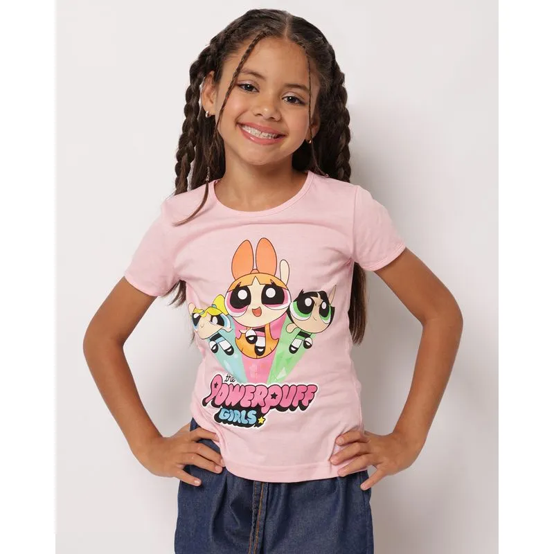 Camiseta Infantil Algodão As Meninas Superpoderosas Rosa 10