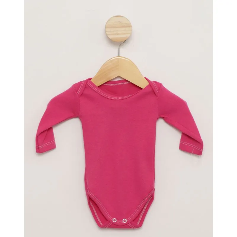Body Bebê Manga Longa Liso Rosa P