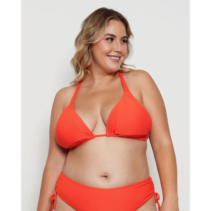 Biquíni top Plus Size Feminina Cortininha Com Bojo Removível Laranja 44