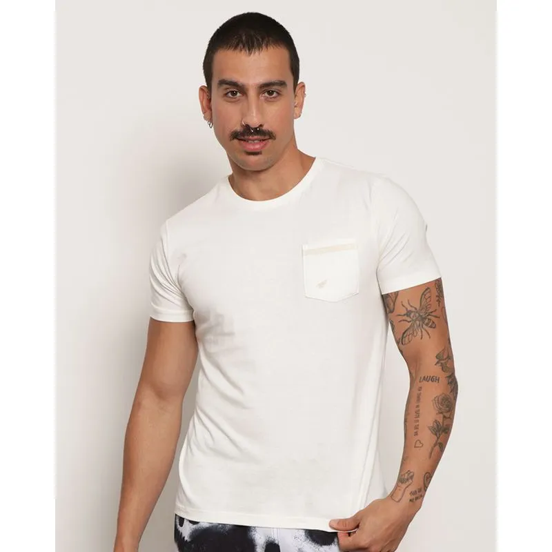 Camiseta Masculina Manga Curta Com Bolso Bordado Off White GG