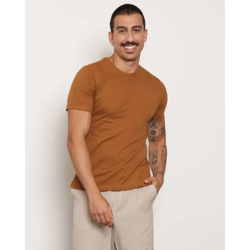 Camiseta Masculina Manga Curta Bordado Terracota G
