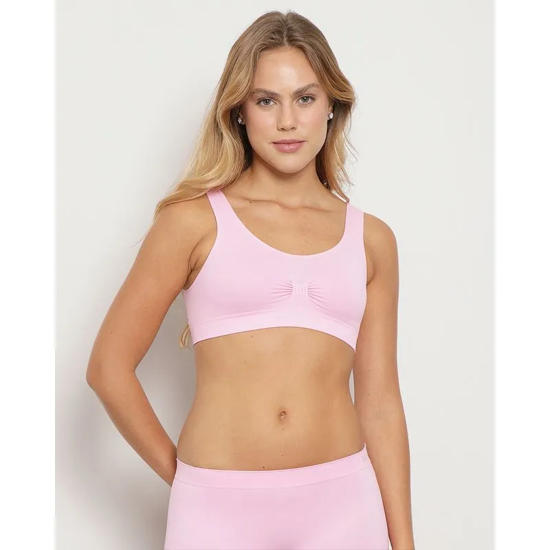 Sutiã Top Feminino Sem Bojo Franzido Na Frontal Rosa G