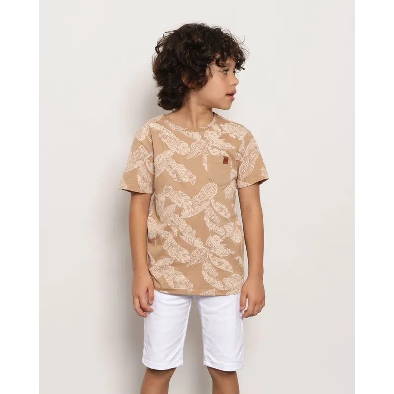 Camiseta Infantil Manga Curta Estampada Marrom 8