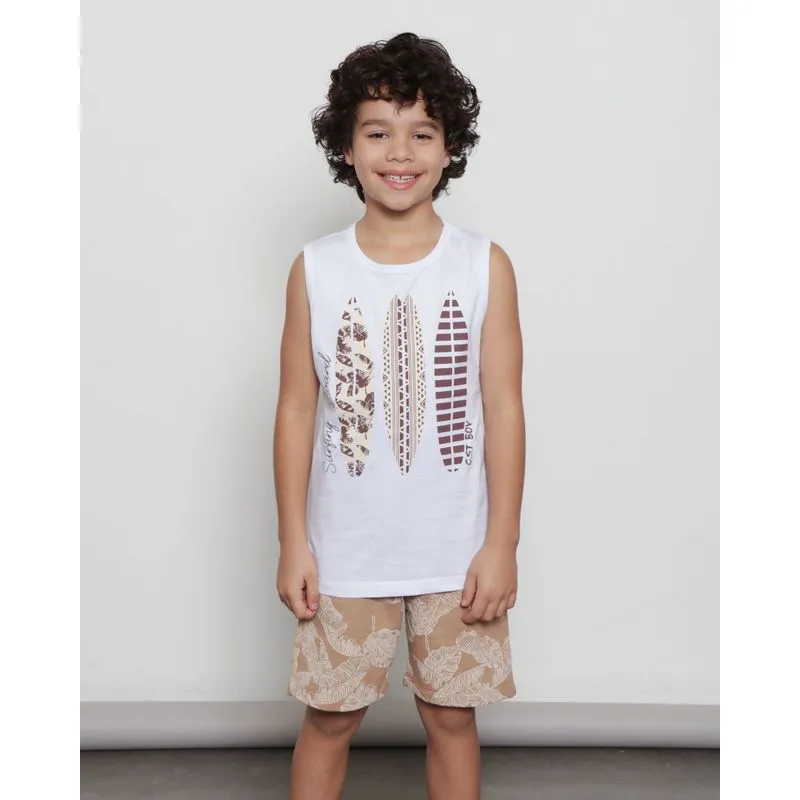 Conjunto Infantil Regata Estampa Frontal Branco 10
